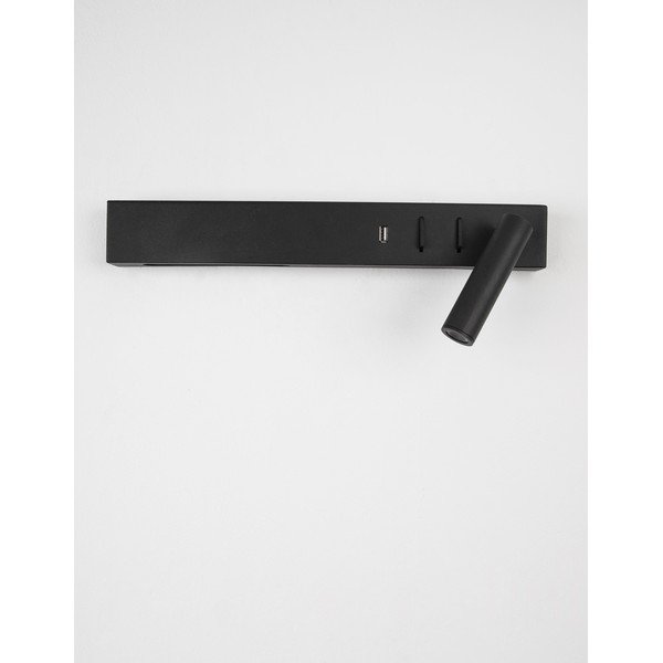 Matinės juodos spalvos iš metalo sieninė lempa LED su sulankstoma konstrukcija/su USB portu Vida – Nova Luce-image-2