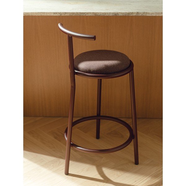 Bordo spalvos iš metalo baro taburetė (sėdynės aukštis 68 cm) Hogo – noo.ma-image-1