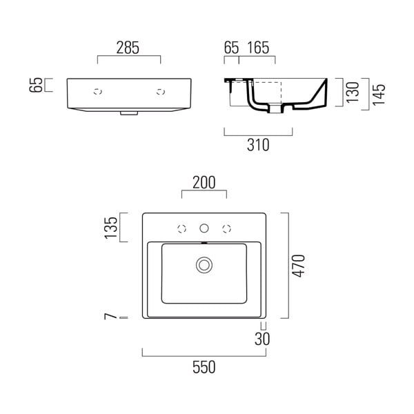 Iš keramikos praustuvas baltos spalvos 55x47 cm Kube X – Sapho-image-2
