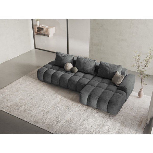 Pilkos spalvos sulankstoma/su sandėliavimo vieta kampinė sofa (su dešiniuoju kampu/su gultu) Linz – Cosmopolitan Design-image-1