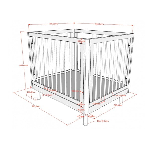Natūralios spalvos iš ąžuolo masyvo maniežas vaikams 95x75 cm Forrest – Vipack-image-2
