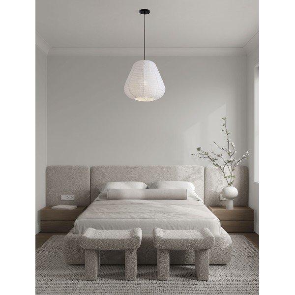 Baltos spalvos iš lino kabantis šviestuvas ø 50 cm Linnet – Nova Luce-image-1