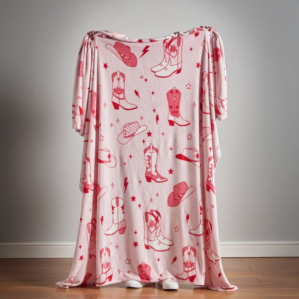 Rožinės spalvos iš mikropliušo lovatiesė 200x240 cm Cowgirl Boot – Sassy B-image-4