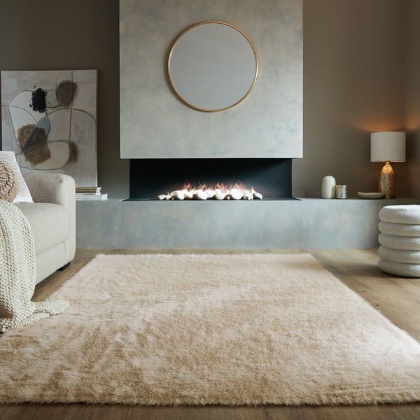 Sintetinė oda ir kailis smėlio spalvos 120x170 cm Alpine Faux Fur – Flair Rugs-image-1