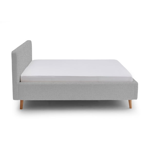 Šviesiai pilkos spalvos dvigulė lova audiniu dengta su sandėliavimo vieta su lovos grotelėmis 180x200 cm Mattis – Meise Möbel-image-3