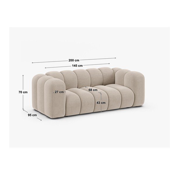 Pilkos spalvos sofa iš šenilinio audinio 200 cm Lupine – Micadoni -image-4