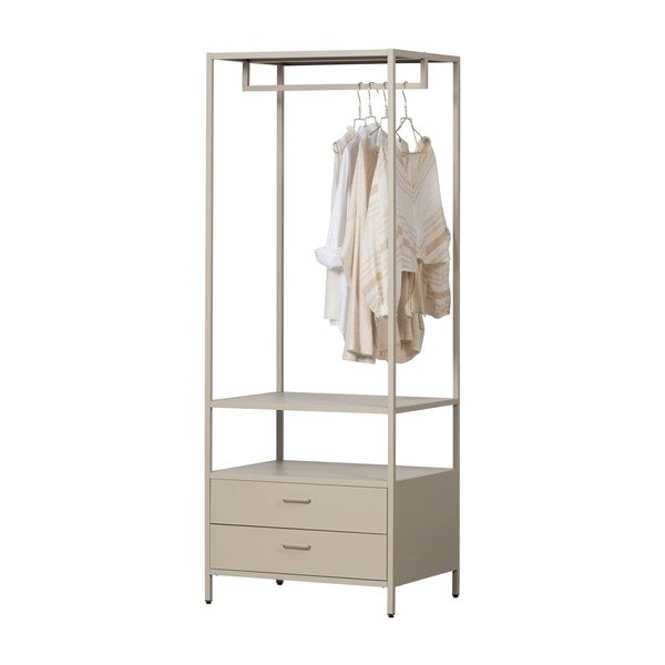 Smėlio spalvos atvira iš metalo drabužių spinta 70x185x54 cm Ferris – WOOOD