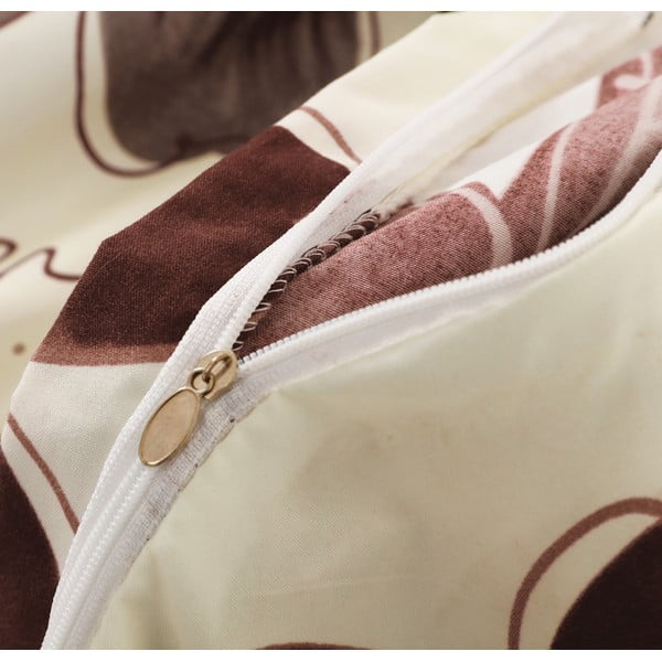 Rudos/kreminės spalvos mikrosatino viengulė patalynė 140x200 cm, 6 dalių komplektas Scarlet - My House-image-1