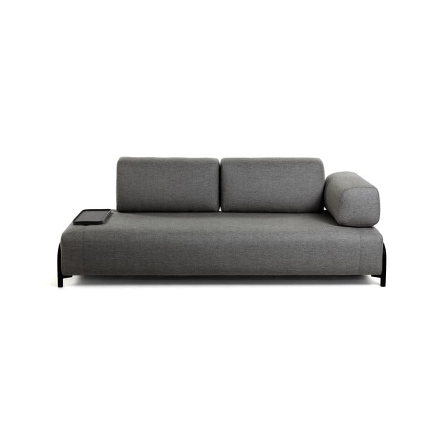 Tamsiai pilka sofa su su nedideliu integruotu padėklu Kave Home Compo