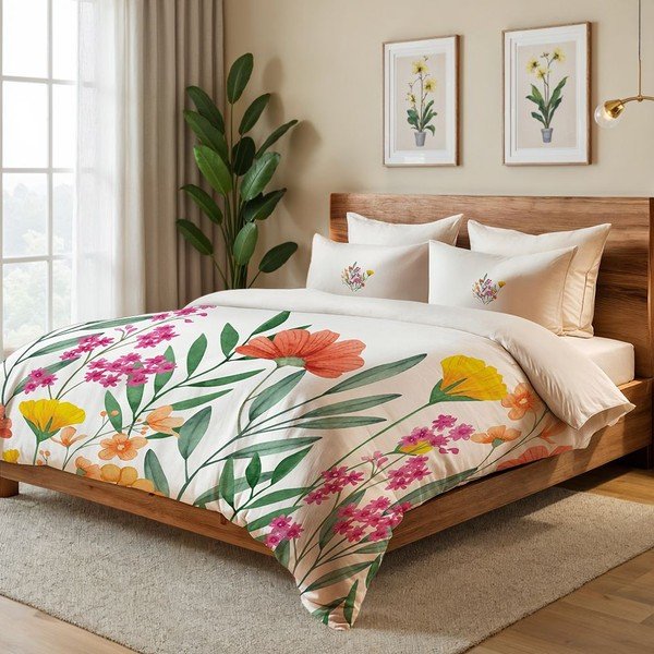 Kreminės spalvos viengulė patalynė 200x140 cm Clementine – Mijolnir-image-1