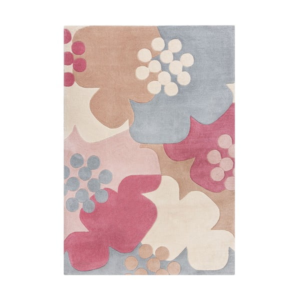 Pilkos ir rožinės spalvos kilimas Flair Rugs Retro Floral, 160 x 230 cm