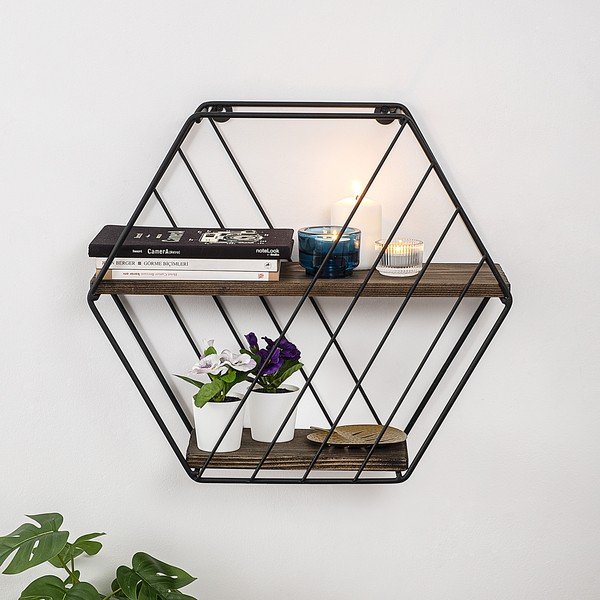 Iš eglės medžio masyvo kelių aukštų sieninė lentyna rudos spalvos 44 cm Liliales – Kalune Design-image-4