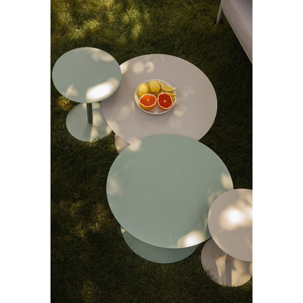 Kreminės spalvos iš plieno apvalios formos kavos staliukas ø 60 cm Snow – Zuiver-image-1