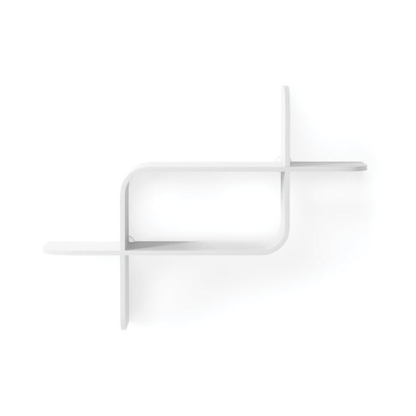 Iš kaučiukmedžio masyvo kelių aukštų sieninė lentyna baltos spalvos 62 cm Montage – Umbra