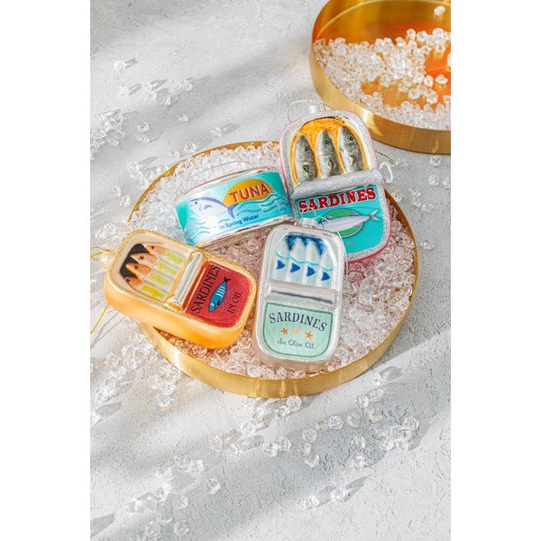 Iš stiklo eglutės papuošimas 7 cm Can of Sardines – Sass & Belle-image-1