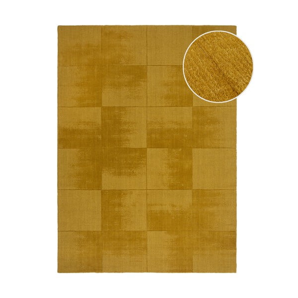 Rankų darbo iš vilnos kilimas ochros spalvos 160x230 cm Demi Check Ombre – Flair Rugs