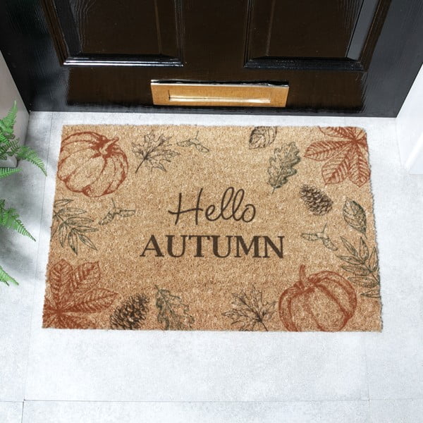 Iš kokoso pluošto grindų kilimėlis 40x60 cm Hello Autumn – Artsy Doormats-image-2