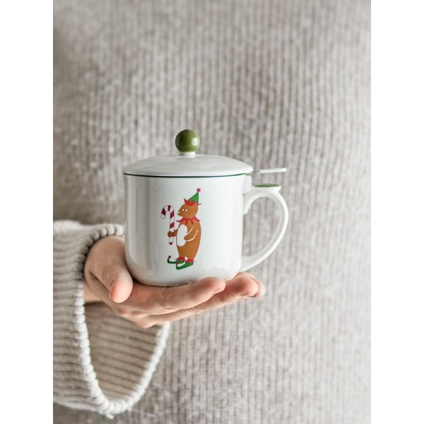 Kreminės spalvos iš akmens masės su koštuvu puodelis su Kalėdų motyvu 300 ml Valentin – Bloomingville-image-2