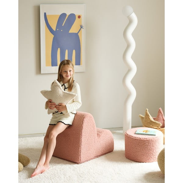 Rožinės spalvos iš boucle vaikiškas pufas – Wigiwama-image-4