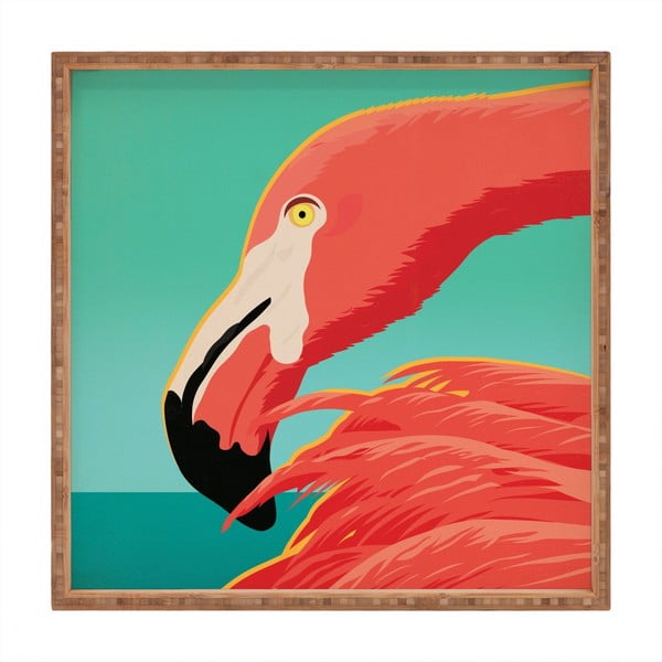 Medinis dekoratyvinis serviravimo padėklas "Flamingo", 40 x 40 cm