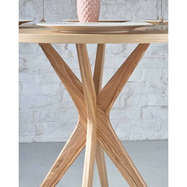 Apvalios formos valgomojo stalas su uosio dekoro stalviršiu ø 70 cm Jubi – Ragaba-image-3