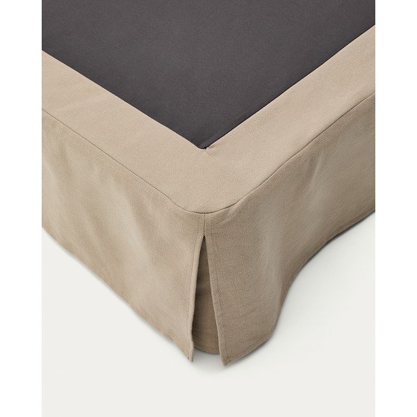 Taupe spalvos dvigulė lova audiniu dengta be galvūgalio 180x200 cm Jaira – Kave Home-image-2