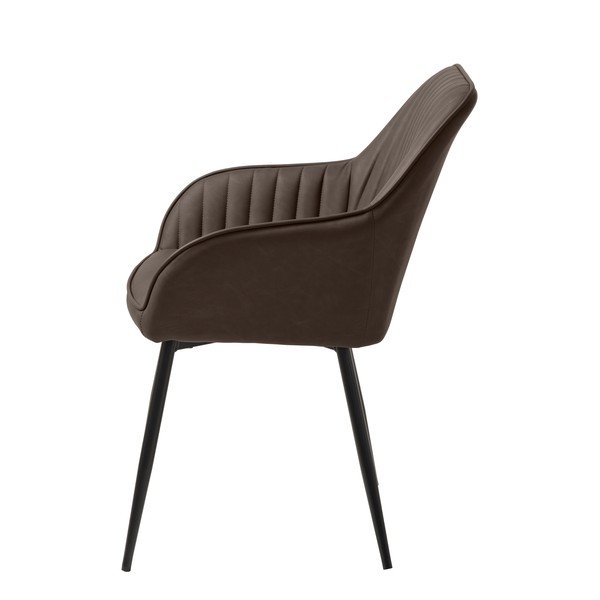 Tamsiai rudos spalvos iš audinio valgomojo kėdė su porankiais Melfort – Unique Furniture-image-2