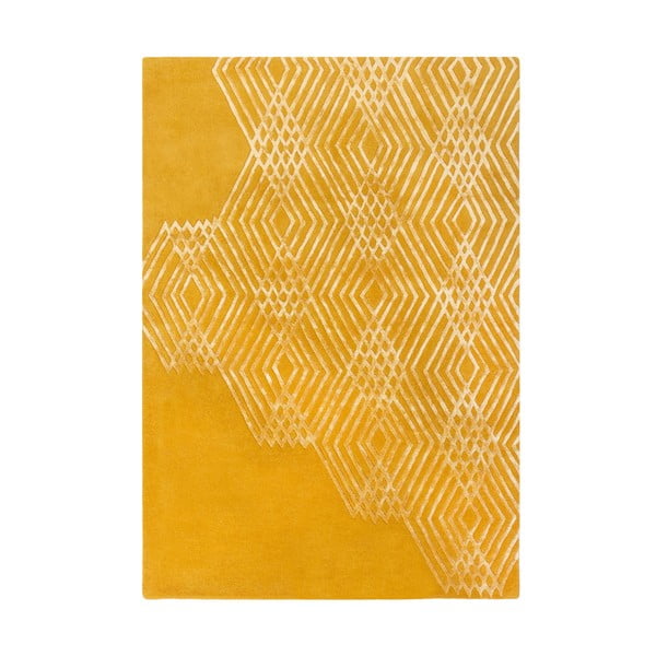 Geltonas vilnonis kilimėlis Flair Rugs Diamonds, 160 x 230 cm