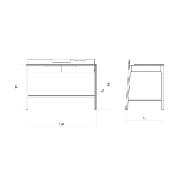 Iš ąžuolo masyvo rašomasis stalas 65x120 cm Twig – The Beds-image-4