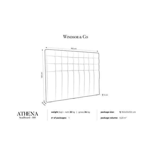 Tamsiai mėlynas ž galvūgalis su aksominiu užvalkalu Windsor & Co Sofas Athena, 160 x 120 cm-image-4