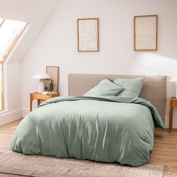 Žalios spalvos iš medvilnės dvigulė/itin ilga patalynė 3 dalių 240x220 cm Meline – douceur d'intérieur