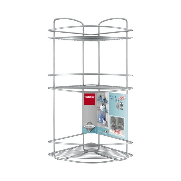 Vonios kambario trijų pakopų kampinė lentyna Metaltex Onda Corner-image-1