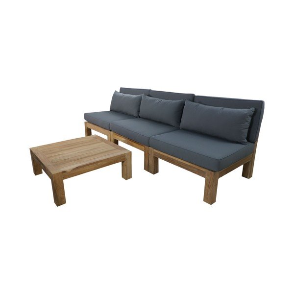 Pilkas sodo poilsio komplektas iš tikmedžio medienos 3 asmenims Aruba - HSM collection-image-1