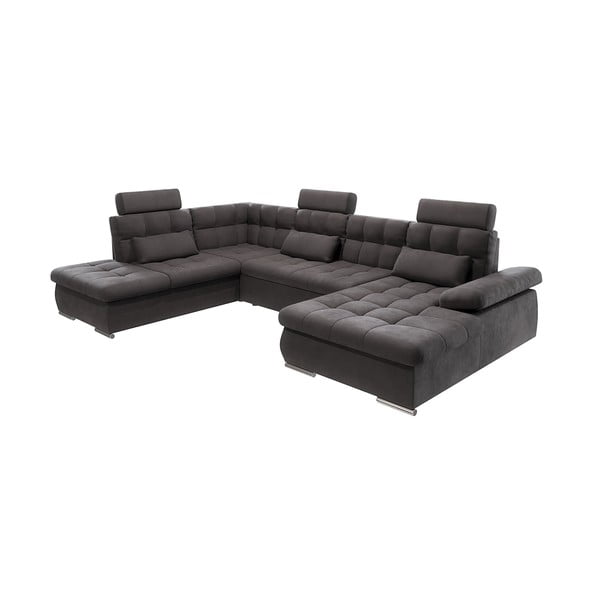 Antracito spalvos sulankstoma/su sandėliavimo vieta kampinė sofa (su kairiuoju kampu/„U“ formos) Merkur – Ropez