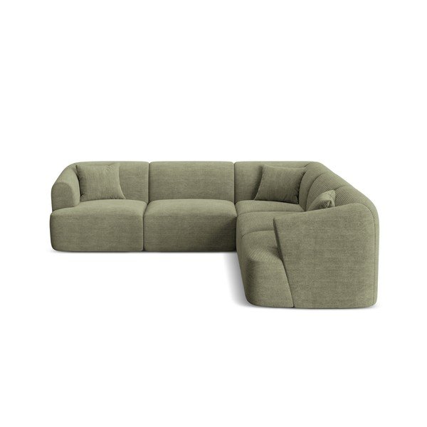 Žalios spalvos kampinė sofa iš kordinio velveto Campi – Cosmopolitan Design