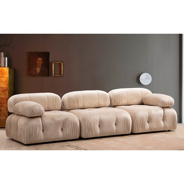 Sofa smėlio spalvos iš velveto 288 cm Bubble – Artie-image-1