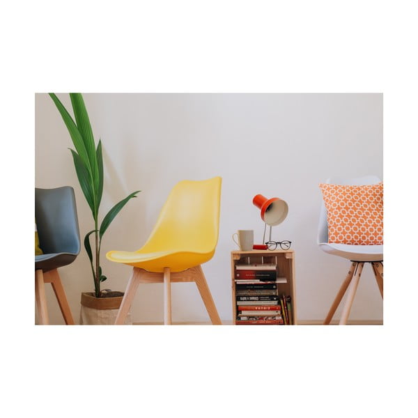 2 geltonų kėdžių su bukmedžio kojomis rinkinys Bonami Essentials Retro-image-3