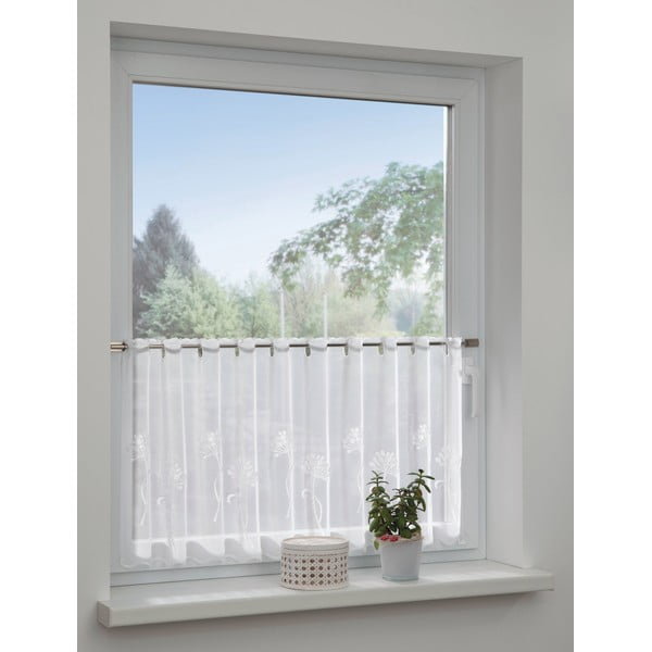 Baltos spalvos iš šydo permatoma užuolaida 140x48 cm Dandelion – Sehlbach-image-1