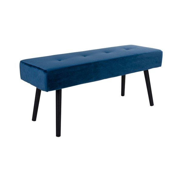 Tamsiai mėlynas minkštas suoliukas su aksomo užvalkalu House Nordic Skiby, 100 x 35 cm-image-1