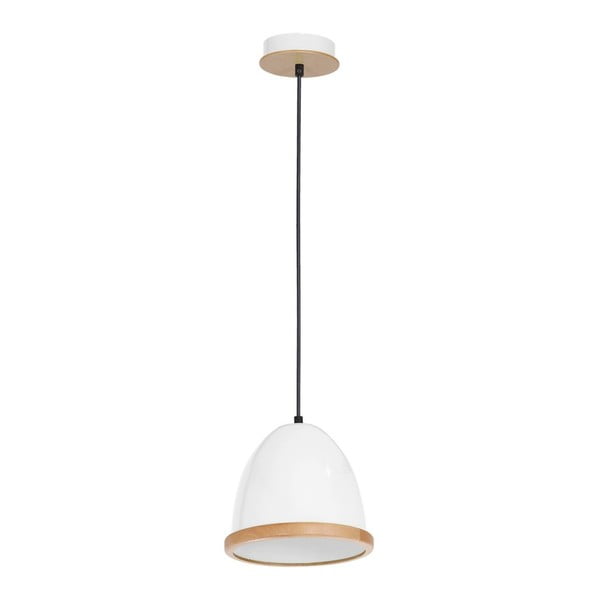 Baltas pakabinamas šviestuvas su medinėmis detalėmis Homemania Studio Uno Lungo