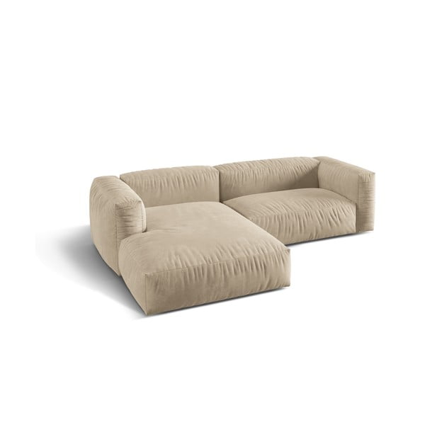 Smėlio spalvos iš velveto modulinė kampinė sofa (su kairiuoju kampu/su gultu) Martina – Micadoni -image-2