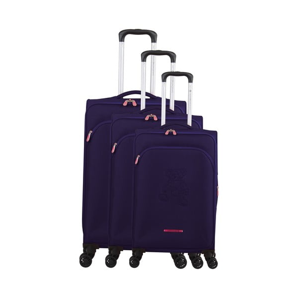 3 violetinės spalvos bagažo ant 4 ratukų rinkinys Lulucastagnette Emilia