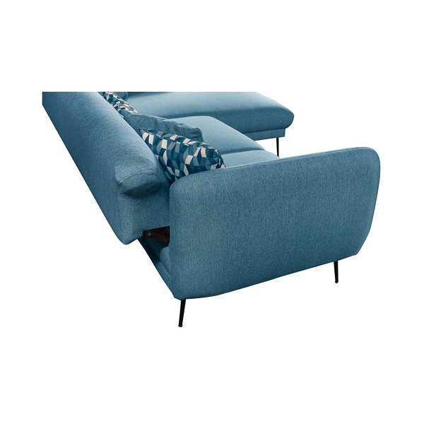 Mėlyna išskleidžiama kampinė sofa Pandia Home Madrid, dešinysis kampas-image-3