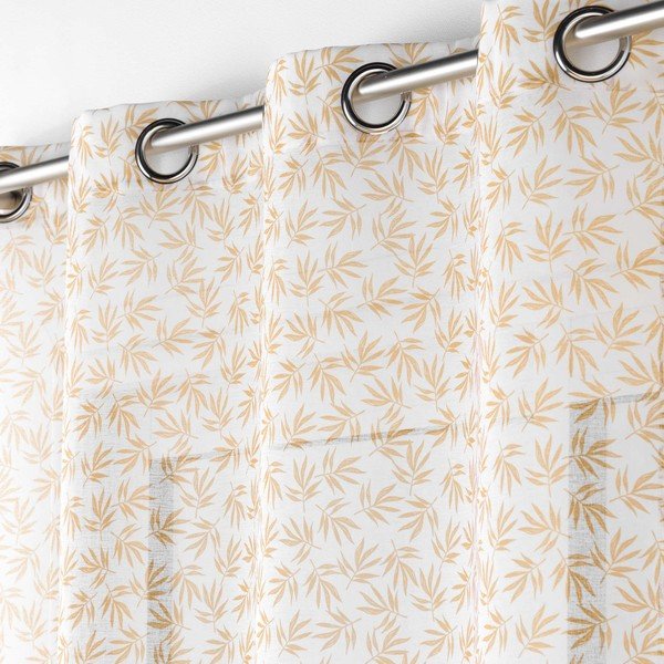 Permatoma užuolaida geltonos spalvos/baltos spalvos 140x240 cm Maddy – douceur d'intérieur-image-1