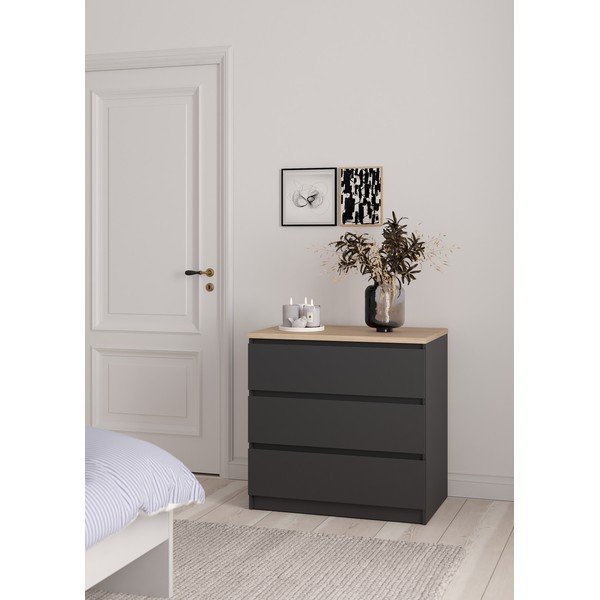 Tamsiai pilkos spalvos šoninė spintelė 77x76x50 cm Naia – Tvilum-image-1