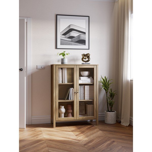 Natūralios spalvos iš pušies masyvo vitrina 90x120x40 cm Alessandra – Marckeric-image-1