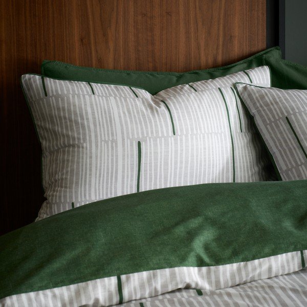 Iš medvilnės viengulė patalynė žalios spalvos/pilkos spalvos 135x200 cm Camden Stripe – Content by Terence Conran-image-1