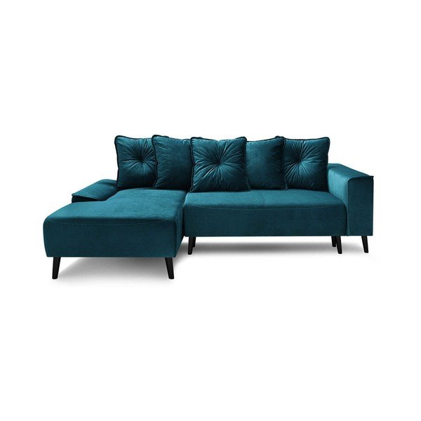 "Bobochic Paris Hera Bis" benzininio aksomo kampinė sofa-lova, kairysis kampas-image-2