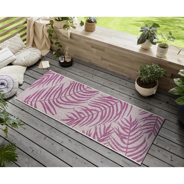 Rožinės ir smėlio spalvos lauko kilimas NORTHRUGS Palmera, 70 x 300 cm-image-1