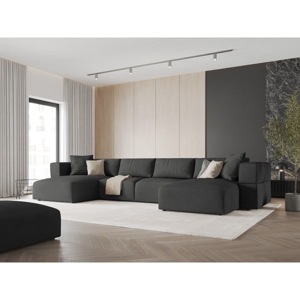 Kampinė sofa tamsiai pilkos spalvos („U“ formos) Esther – Milo Casa-image-1